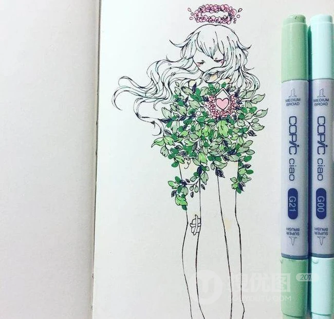 简单马克笔手绘图片，美丽的花仙子，每一个都是小仙女