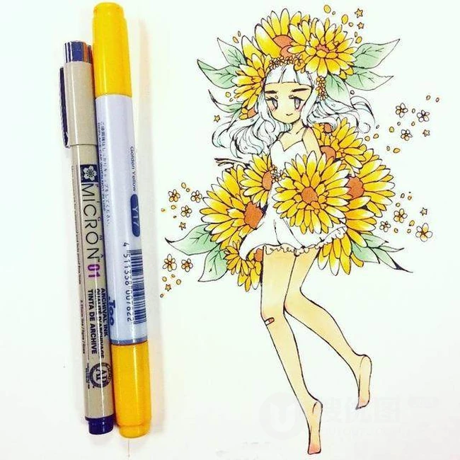 简单马克笔手绘图片，美丽的花仙子，每一个都是小仙女