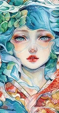 梦幻水彩插画作品，这种画的感觉好棒，让人有一种静静的感觉