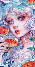 梦幻水彩插画作品，这种画的感觉好棒，让人有一种静静的感觉