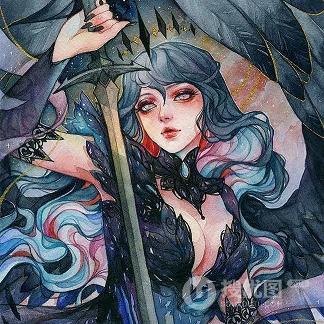 梦幻水彩插画作品，这种画的感觉好棒，让人有一种静静的感觉