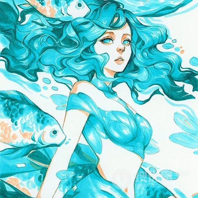 梦幻水彩插画作品，这种画的感觉好棒，让人有一种静静的感觉