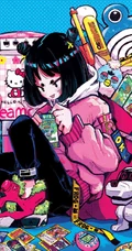 酷酷的创可贴叛逆少女插画图片，配色和构图值得称赞的画集