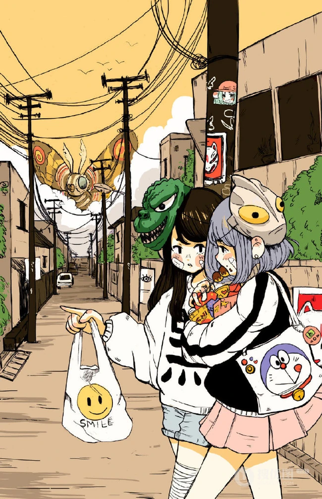 酷酷的创可贴叛逆少女插画图片，配色和构图值得称赞的画集