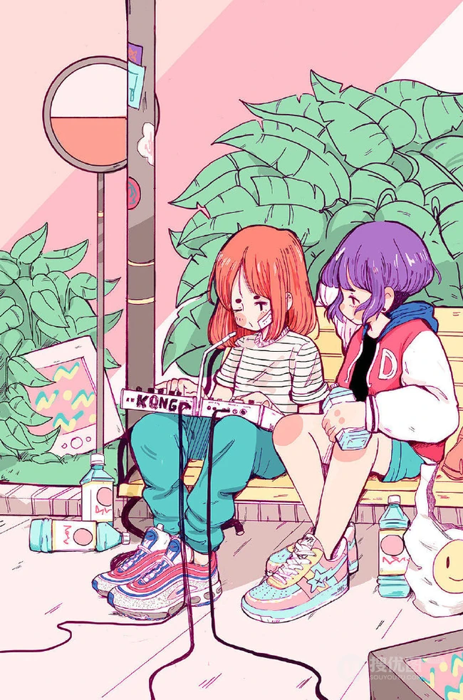 酷酷的创可贴叛逆少女插画图片，配色和构图值得称赞的画集