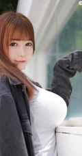 衣服都快撑不住了的波涛汹涌身形匀称女生UU酱紧身衣短裤街拍图片