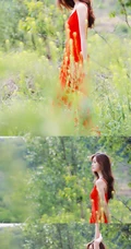 高颜值长发温柔女生李希萌唯美户外草丛意境摄影写真