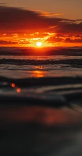 就要落入海面红彤彤的夕阳的唯美手机壁纸强烈推荐，简直太美了！