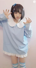 齐刘海短发网红COS女生萌妹古川很甜很撩翘屁股可爱写真图片