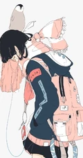 不露脸酷酷学生妹女孩背影插画人物作品，日本画师个性画集欣赏