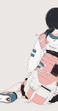 不露脸酷酷学生妹女孩背影插画人物作品，日本画师个性画集欣赏