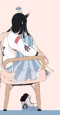 不露脸酷酷学生妹女孩背影插画人物作品，日本画师个性画集欣赏