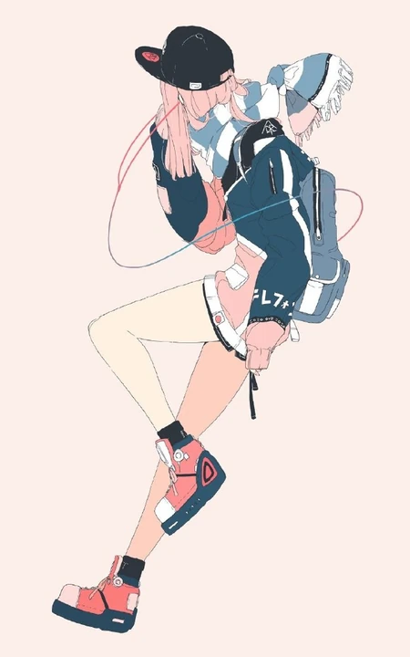不露脸酷酷学生妹女孩背影插画人物作品，日本画师个性画集欣赏