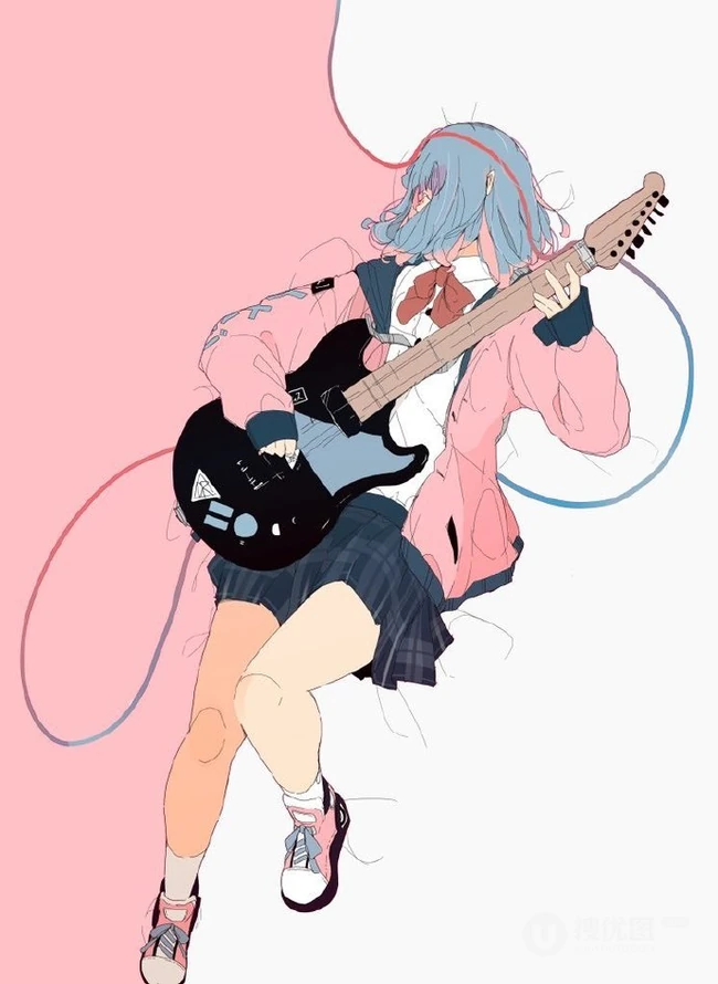 不露脸酷酷学生妹女孩背影插画人物作品，日本画师个性画集欣赏