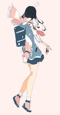 不露脸酷酷学生妹女孩背影插画人物作品，日本画师个性画集欣赏