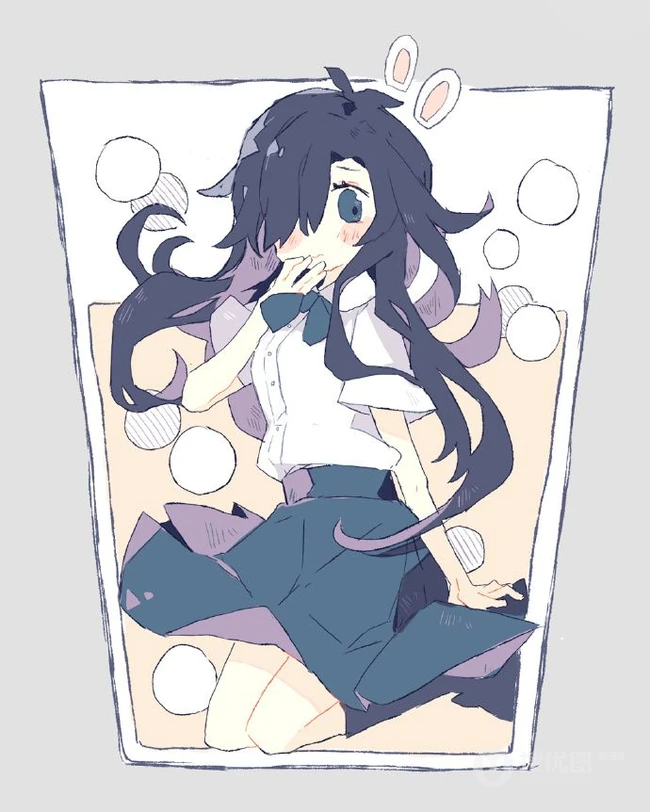 画面精细，色彩明亮的可爱动漫女生人物板绘插画图片作品
