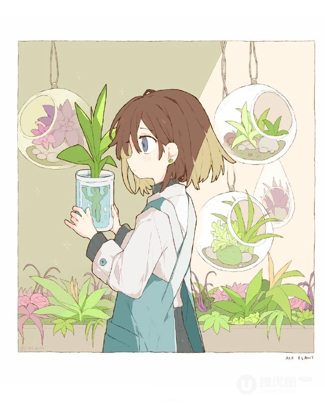 画面精细，色彩明亮的可爱动漫女生人物板绘插画图片作品
