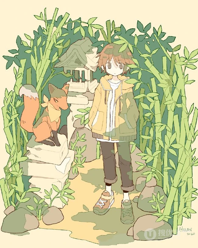 画面精细，色彩明亮的可爱动漫女生人物板绘插画图片作品