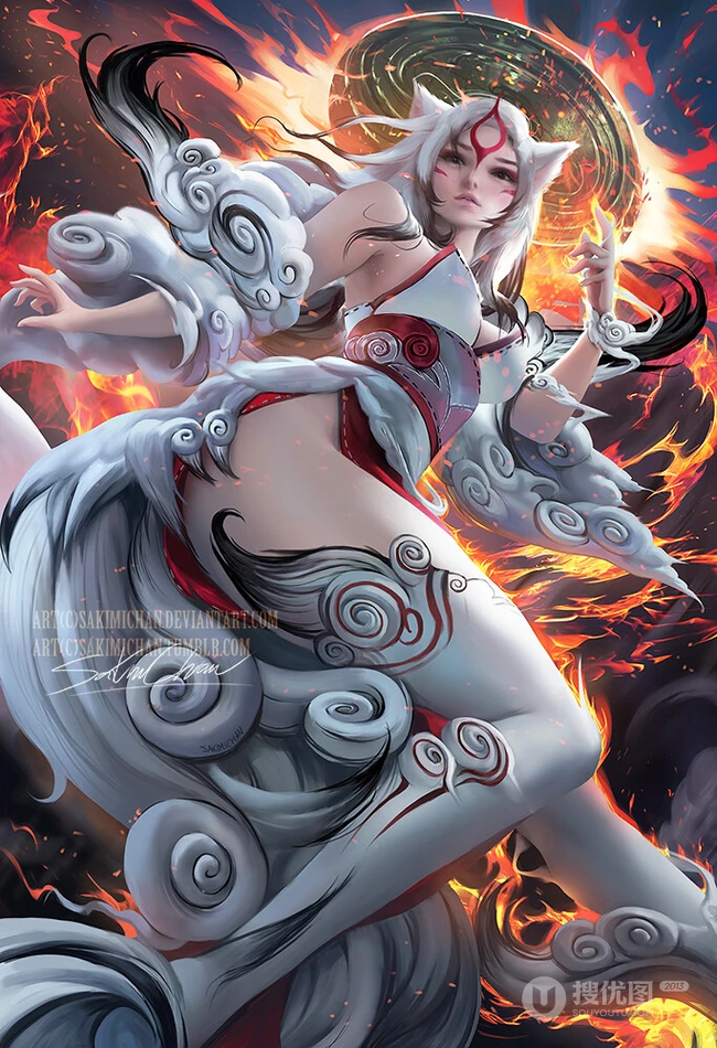 萌萌气质的二次元带尾巴动漫狐狸女图片图集