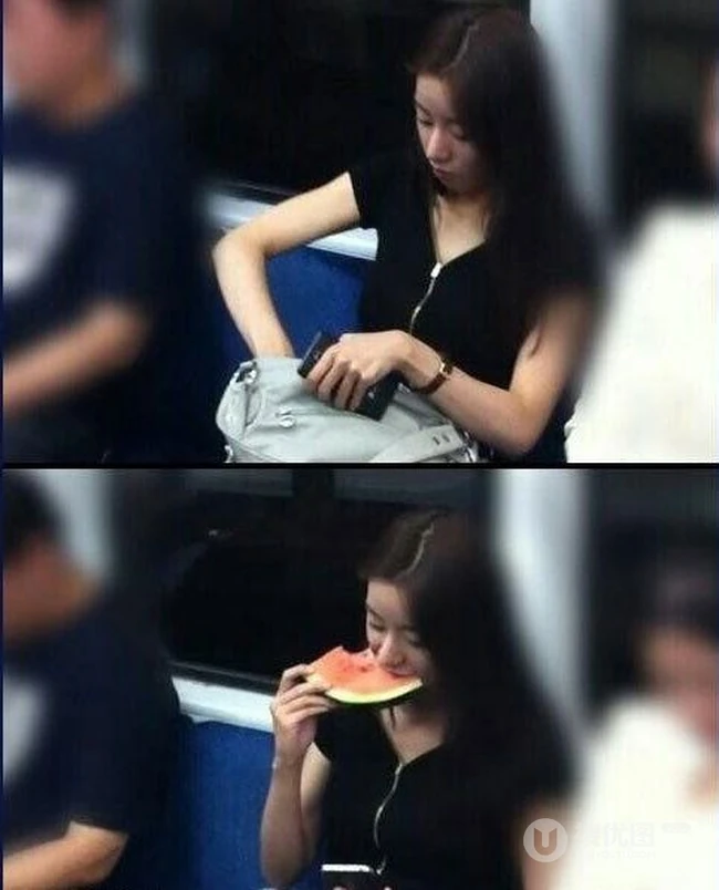 地铁上坐车的女生竟然从包包里拿出了这个东西...