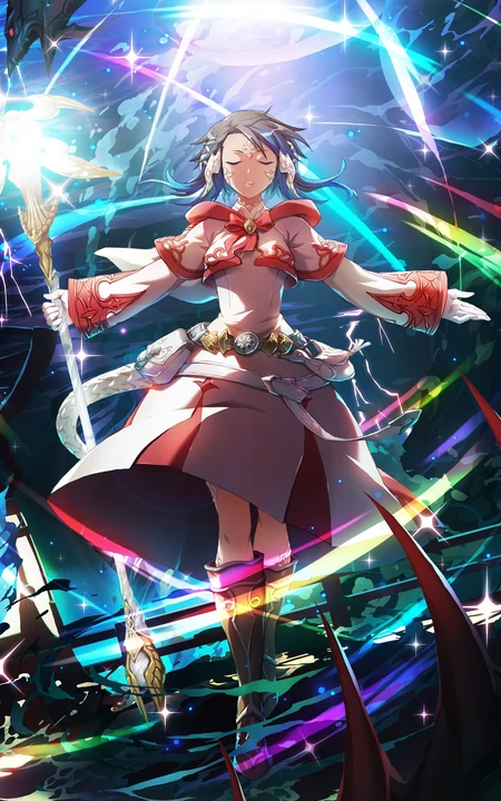拿法杖的魔法师少女插画手机壁纸