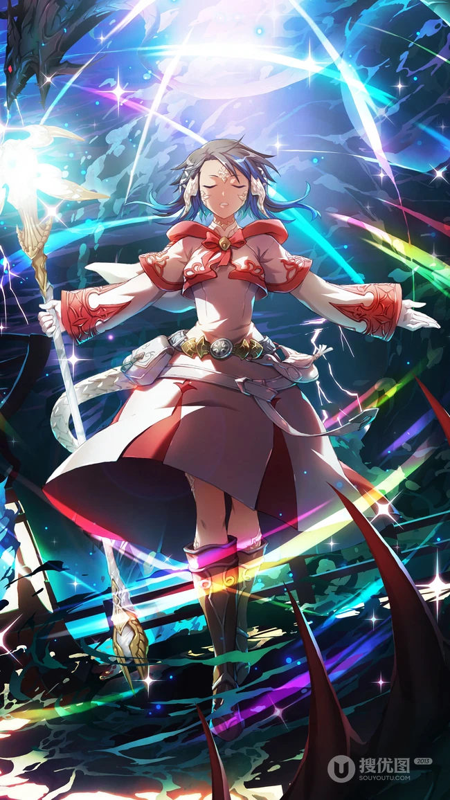 拿法杖的魔法师少女插画手机壁纸