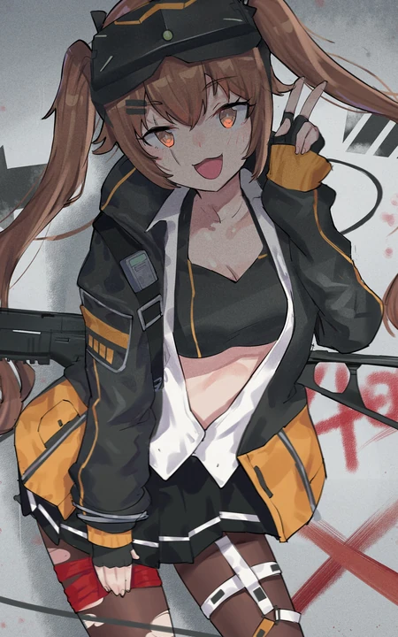 戴头盔的双马尾现代女战士酷手机壁纸