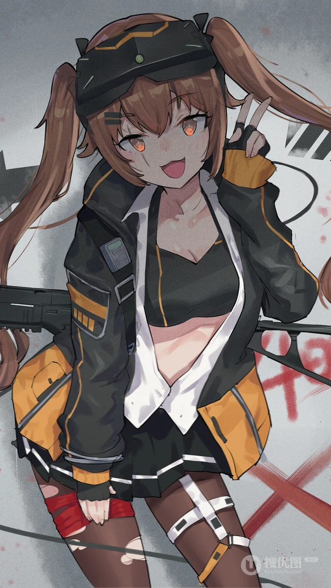 戴头盔的双马尾现代女战士酷手机壁纸