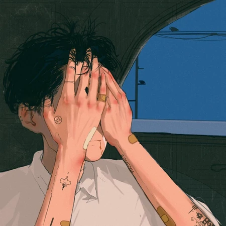 略带伤感的手绘插画动漫头像，以及男生霸气冷酷的个性图片
