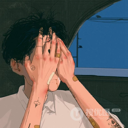 略带伤感的手绘插画动漫头像，以及男生霸气冷酷的个性图片