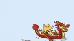 传统节日习俗端午节卡通插画桌面壁纸图片