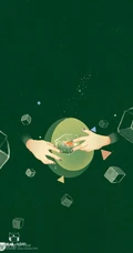 适合夏天的纯绿色背景中梦幻人物，动物可爱插画图片