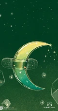 适合夏天的纯绿色背景中梦幻人物，动物可爱插画图片