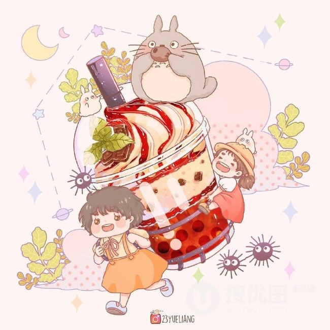 宫崎骏治愈系插画作品，超可爱的龙猫等人物插画图片