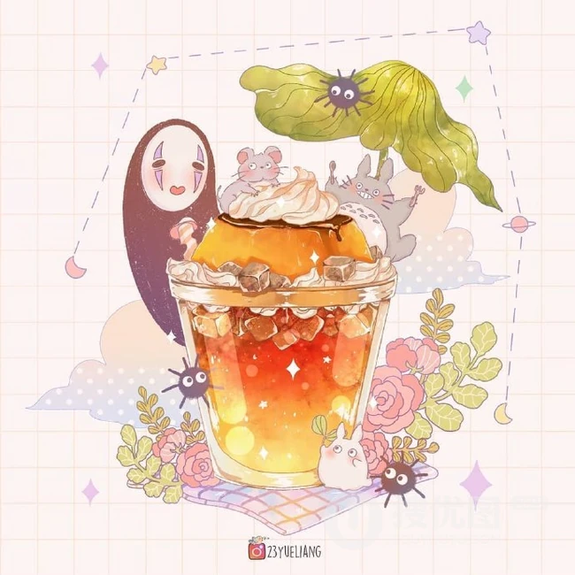 宫崎骏治愈系插画作品，超可爱的龙猫等人物插画图片