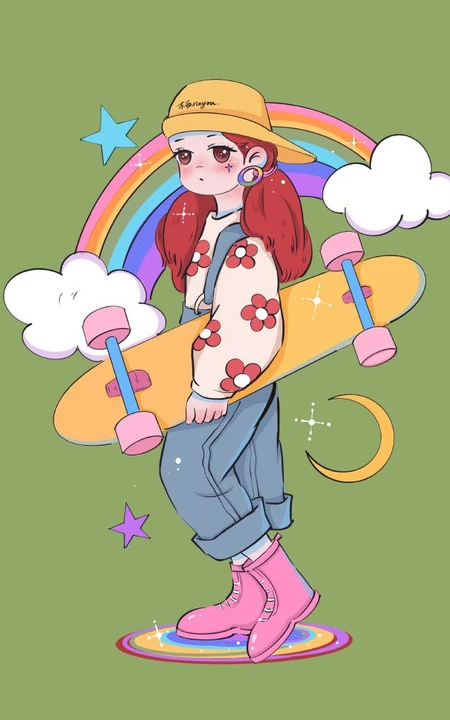 各种不同穿着搭配的可爱动漫女孩，画师木丣muyou作品