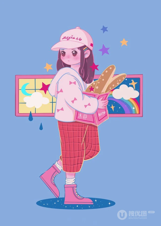 各种不同穿着搭配的可爱动漫女孩，画师木丣muyou作品