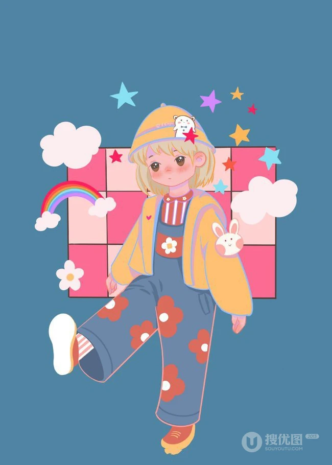 各种不同穿着搭配的可爱动漫女孩，画师木丣muyou作品