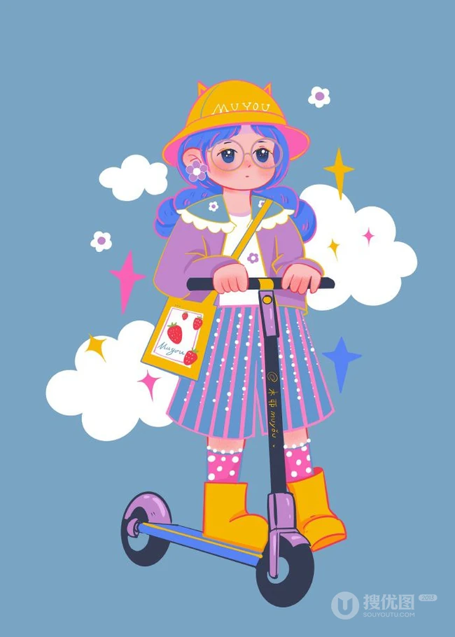 各种不同穿着搭配的可爱动漫女孩，画师木丣muyou作品