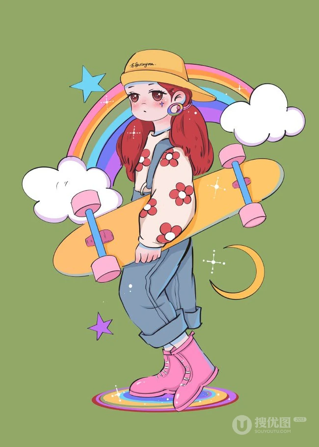 各种不同穿着搭配的可爱动漫女孩，画师木丣muyou作品