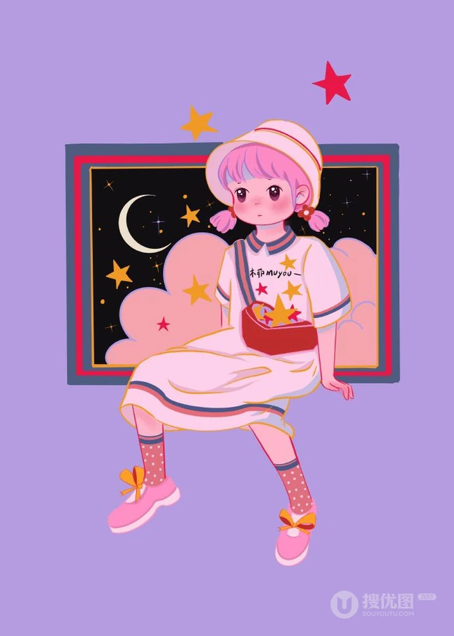 各种不同穿着搭配的可爱动漫女孩，画师木丣muyou作品