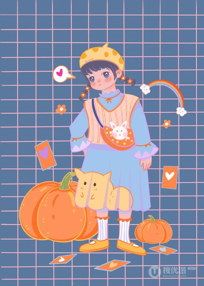 各种不同穿着搭配的可爱动漫女孩，画师木丣muyou作品