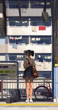 生活在都市里各个不同地方的动漫女孩唯美图片