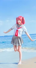 可爱气质娇小cos萌妹桜桃喵海边jk制服写真图片