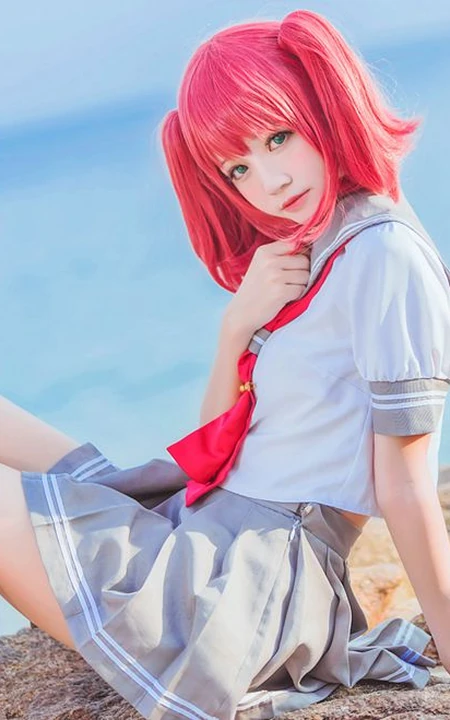 可爱气质娇小cos萌妹桜桃喵海边jk制服写真图片