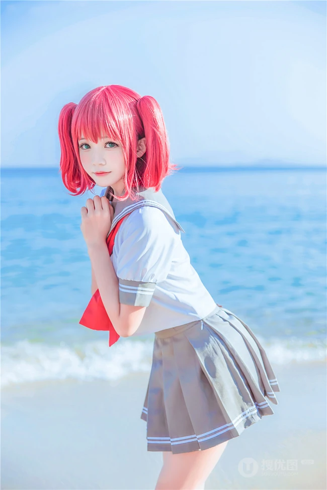 可爱气质娇小cos萌妹桜桃喵海边jk制服写真图片