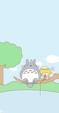 宫崎骏动漫里的可爱卡通龙猫和小女孩图片