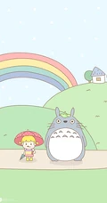 宫崎骏动漫里的可爱卡通龙猫和小女孩图片