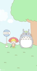 宫崎骏动漫里的可爱卡通龙猫和小女孩图片