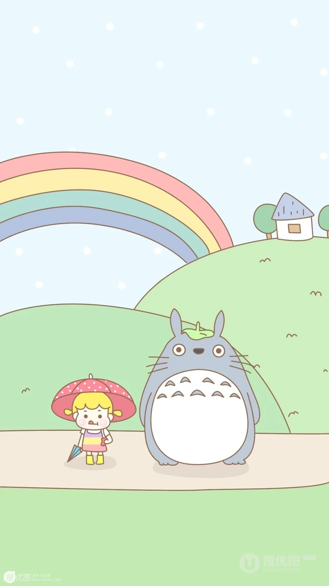 宫崎骏动漫里的可爱卡通龙猫和小女孩图片